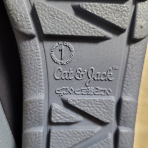 Cat & Jack Kids Rain Boots Navy Blue Rubber Pull On Waterproof Unisex 1 - Picture 4 of 8